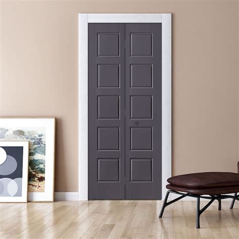 Masonite 36-in x 80-in Slate 5-panel Smooth Hollow core Prefinished ...