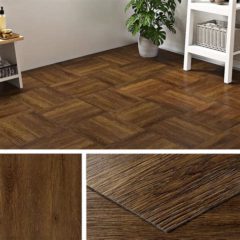 Livelynine Walnut Wood Peel and Stick Floor Tile Waterproof Laminate ...