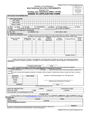 Batangas State University Application Form No No Download Needed Needed ...