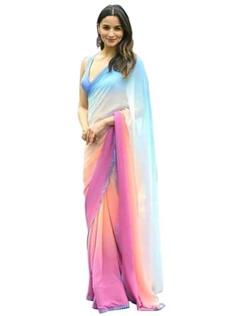 Jaanvi fashion Women's Pure Georgette Leheriya Printed Saree With ...