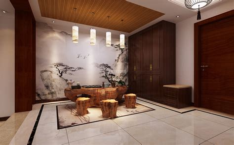 160平现代中式风格餐厅设计-客厅装修效果图-宁波装修网装修效果图库