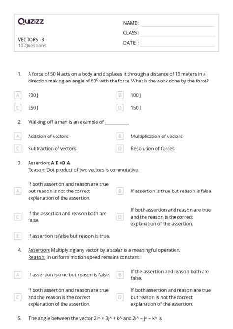 50+ vectors worksheets for 11th Class on Quizizz | Free & Printable