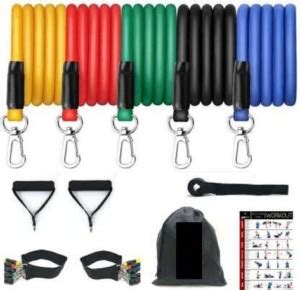 KHALIFA AND BADSHAH Resistance Band/Toning Tube Set of 11 with Workout ...