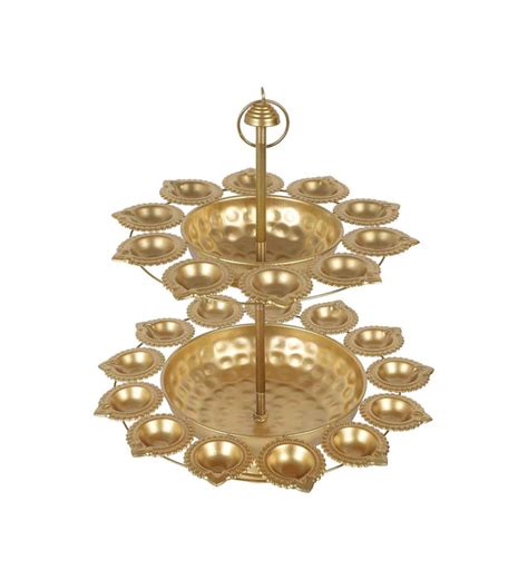 Decorative Gold Two Layer Urli | Pedestal Stand Diya - IKIRU