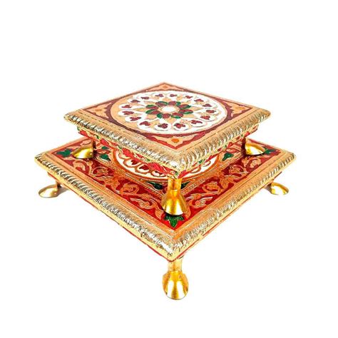 Apka Mart The Online Shop Wooden Minakari Chowki Set of 2 (6 Inch and 8 ...
