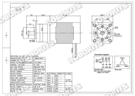 Nema17 Planetary Geared BLDC Motor 14Kgcm 290RPM 52W [RMCS-2021 ...