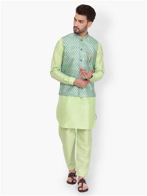 Pro-Ethic Style Developer Silk Kurta Pajama With Jacket For Men | LIght ...