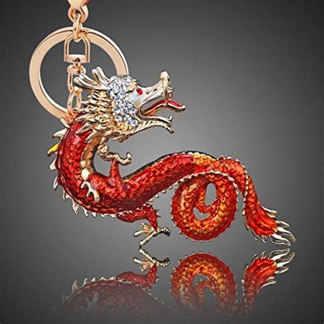 Chinese Dragon Keychain - Dragon Keychain Jewelry Antiqued Silver ...