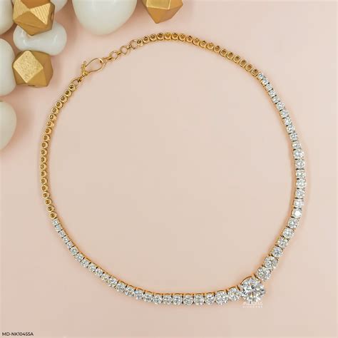 Pure Spark Tennis Diamond Necklace 18K Yellow Gold – Maiora Diamonds