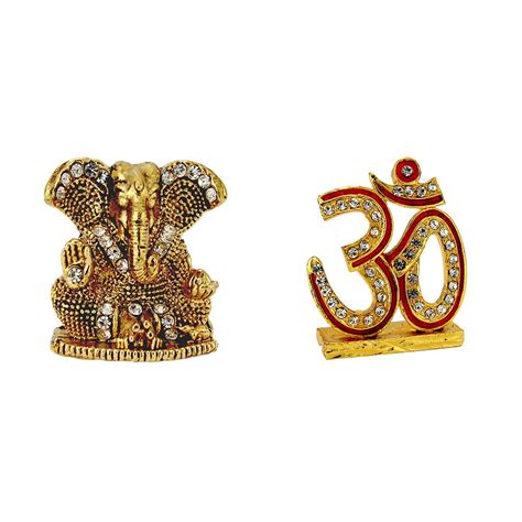 Buy LE Lord Ganesh Antique Finish Idol (Metal) and Om Holy Symbol ...