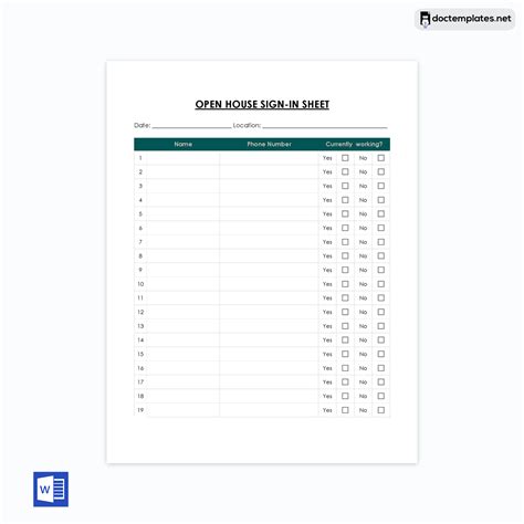 Printable Sign-In Sheet Templates (Word, PDF)