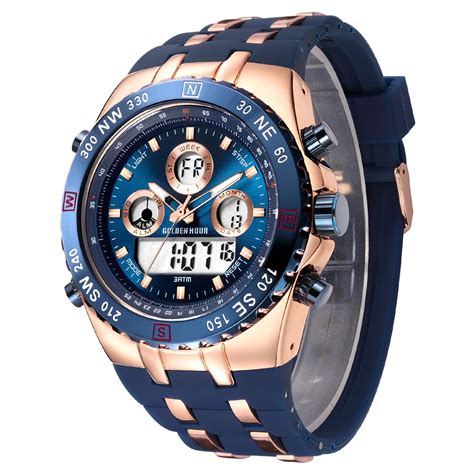 Buy GOLDEN HOUR Luxury Military Sports Men's Watches Large Size Big ...