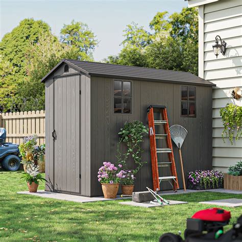 Patiowell 4-ft x 8-ft FIt-it Black Gable Resin Storage Shed in the ...