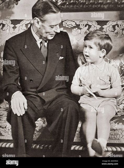 EDITORIAL ONLY George VI seen here with his grandson Prince Charles, on ...
