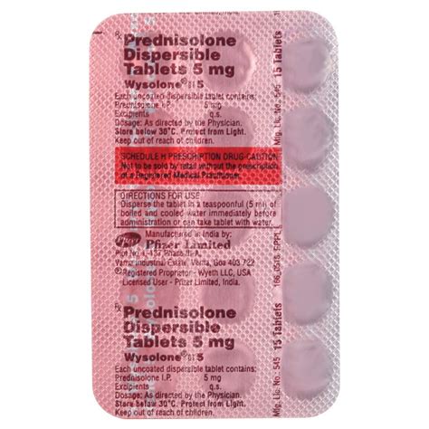 Pfizer Wysolone 5 mg Dispersible Tablets (Prednisolone) – ShakeHands