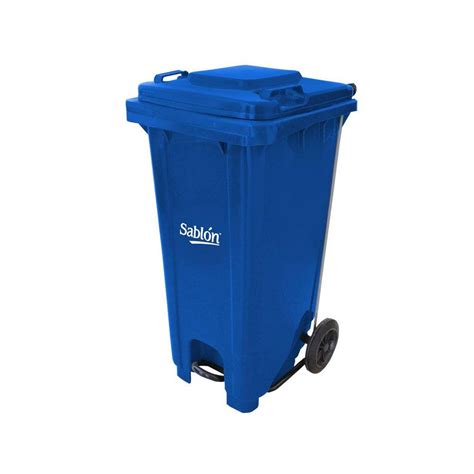 Contenedor de basura azul, 120 litros con pedal - SABLÓN ® El Encanto