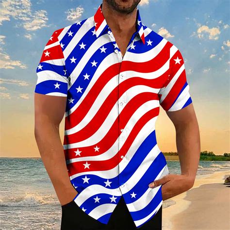 American Flag Shirts Mens Patriotic Shirt Men Red White and Blue Shirts ...