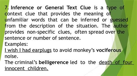 Types of Context Clues: Synonyms, Antonyms, Definitin, Example Clue ...