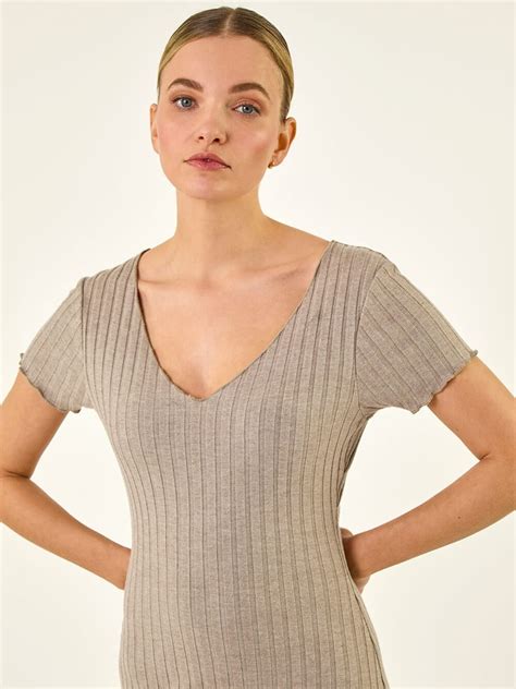 Buy Roman Grey V-Neck Knit Midi Dress from Next India
