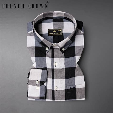 Raven with Jade Black Checks-Plaid Casual Premium Cotton Button-Down ...