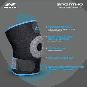 NIVIA Orthopedic Knee Support Open Patella Adjustable( Free Size ...