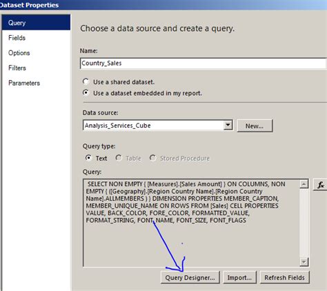 To Create a New SQL Query in Query Designer 的图像结果
