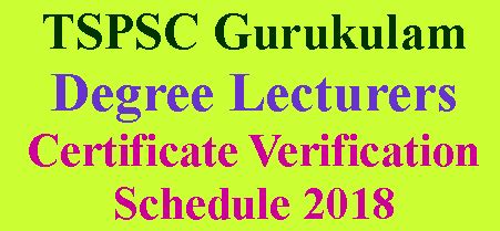 TSPSC Gurukulam Degree Lecturers Certificate Verification Schedule 2018 ...