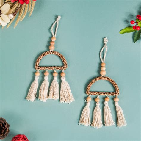 Wooden Beads Sustainable Hanging Ornament Set of 2 Online - Premium ...