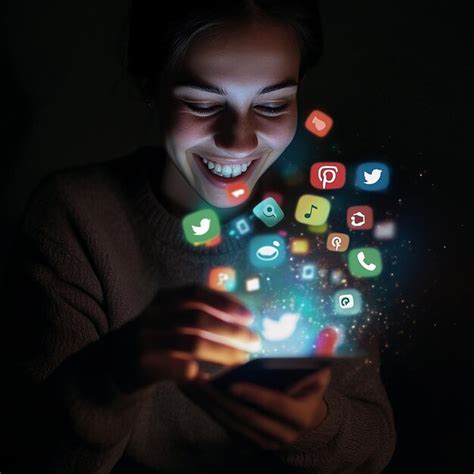 Social media icons emitting from mobile screen | Premium AI-generated image