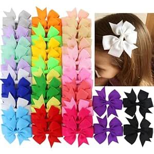 40Piece Boutique Grosgrain Ribbon Pinwheel Hair Bows Alligator Clips ...