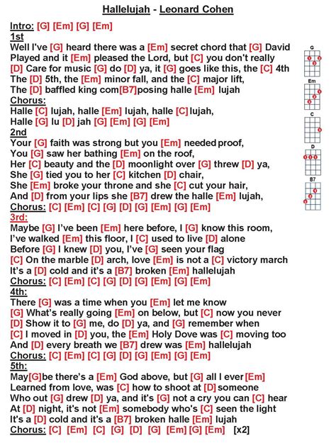 Printable Hallelujah Lyrics - Printable Calendars AT A GLANCE