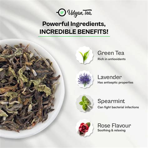 Udyan Tea Lavender Dew White Tea with Spearmint and Natural Rose Flavo ...