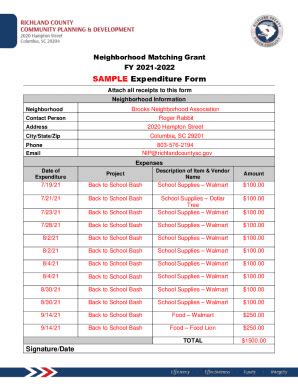 Fillable Online SAMPLE Expenditure Form Fax Email Print - pdfFiller