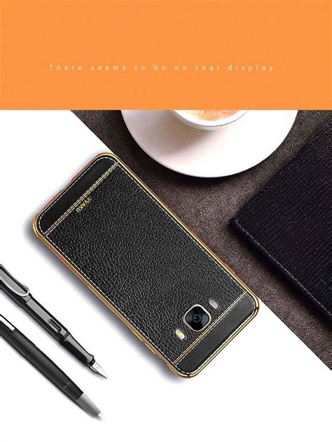 VAKU ® Samsung Galaxy J7 (2016) Leather Stiched Gold Electroplated Soft ...