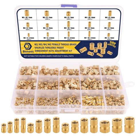 Bonost 500Pcs Threaded Inserts Kit M2 M3 M4 M5 - Female India | Ubuy