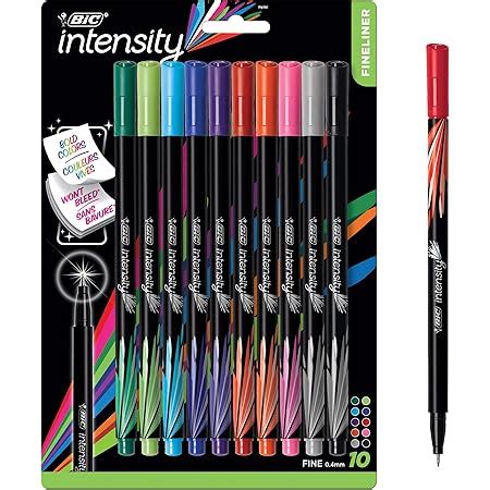 BIC Intensity Fineliner Marker Pen, Fine Point (0.4 mm), Assorted, 10 ...