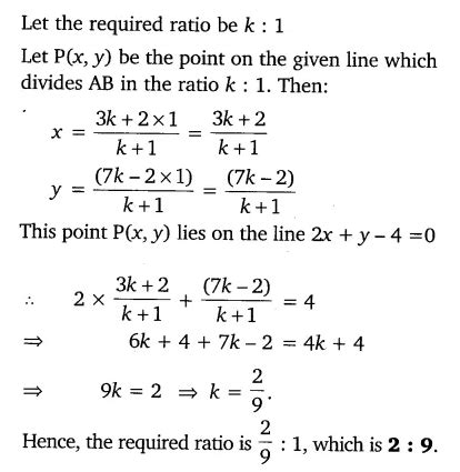Determine the ratio, in which the line 2x + y – 4 = 0 divides the line ...