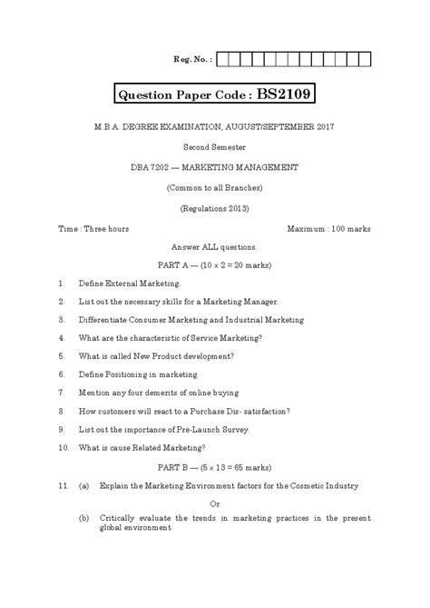 DBA7202 - question paper - Reg. No. : M.B. DEGREE EXAMINATION, AUGUST ...