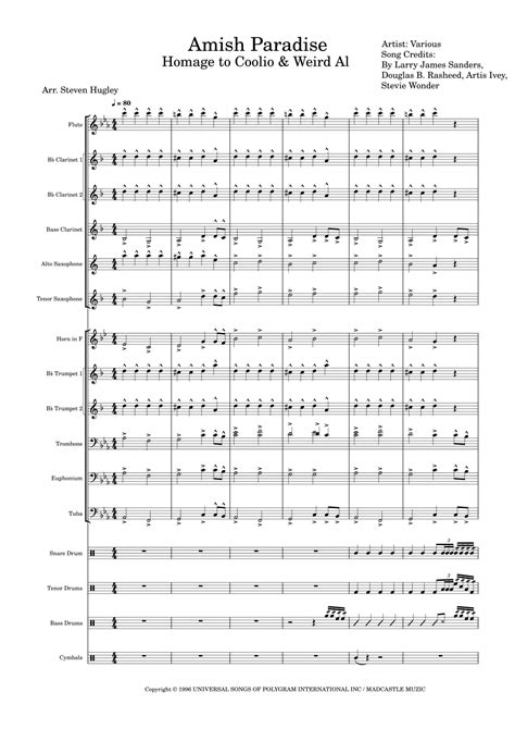 Amish Paradise (arr. Steven Hugley) by Studio Musicians Sheet Music for ...