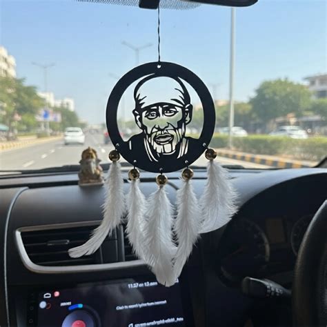Handmade Sai Baba Car Mirror & Wall Hanging – Black Spiritual Decor ...