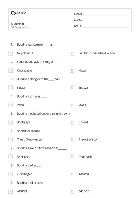 50+ origins of buddhism worksheets for 7th Class on Quizizz | Free ...
