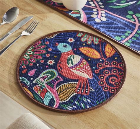 Buy MonaB Set of 2 Printed Round Placemats| 12 IN | PP-111