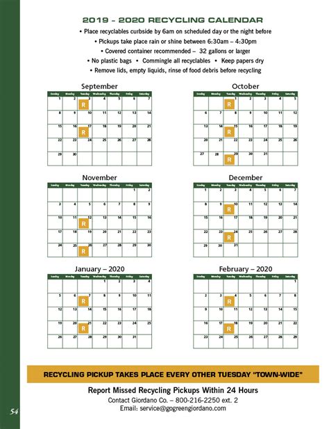 Hollysprings Recycling Calendar - Printable Calendars AT A GLANCE