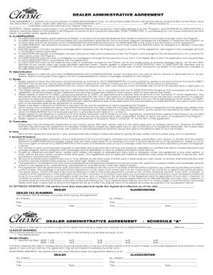 Fillable Online dealer administrative agreement dealer administrative ...