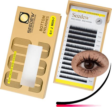 Amazon.com: SEEDEW Bottom Lash Extensions, MIX5-7mm J Curl 0.10mm 12 ...