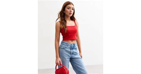 Girls Red Square Neck Cropped Cami Top | New Look