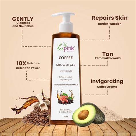 La Pink Coffee Shower Gel 250ml, White Haldi, Coffee, Avocado & Juniper ...