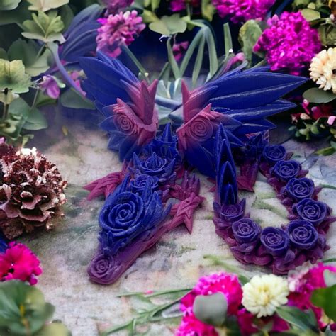 3D Printed Articulated Rosewing Dragon - Floral Dragon - Fidget Toy ...