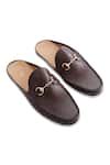 Buy Brown Embellished Arno Horsebit Backless Penny Loafers For Men by ...