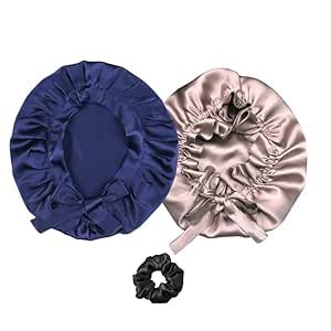 Buy Atrube's Adjustable Satin Silk Hair Bonnet for Night Cap Hair ...